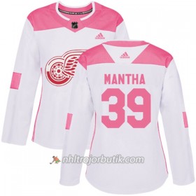 Dame Ishockey Detroit Red Wings Tröja Anthony Mantha 39 Adidas 2017-2018 Vit Rosa Fashion Authentic